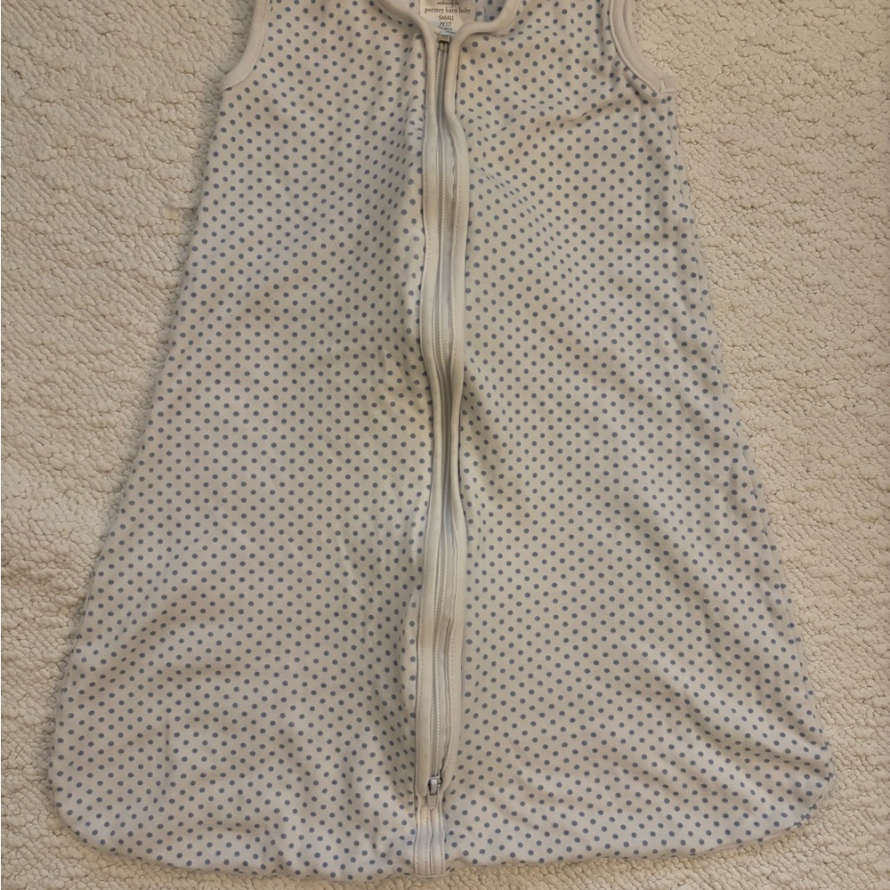 Halo Sleep Sack for Pottery Barn Baby - Blue and White Polka Dots - 0-6 Months